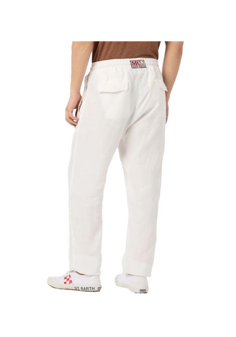 Pantalone MC2 Saint Barth Calais uomo CALAIS01896H Bianco lino tasche elasticizzata coulisse MC2 SAINT BARTH | Pantaloni | CALAIS01896H01